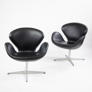 SOLD 2003 Arne Jacobsen Fritz Hansen Denmark Swan Chairs Leather Upholstery