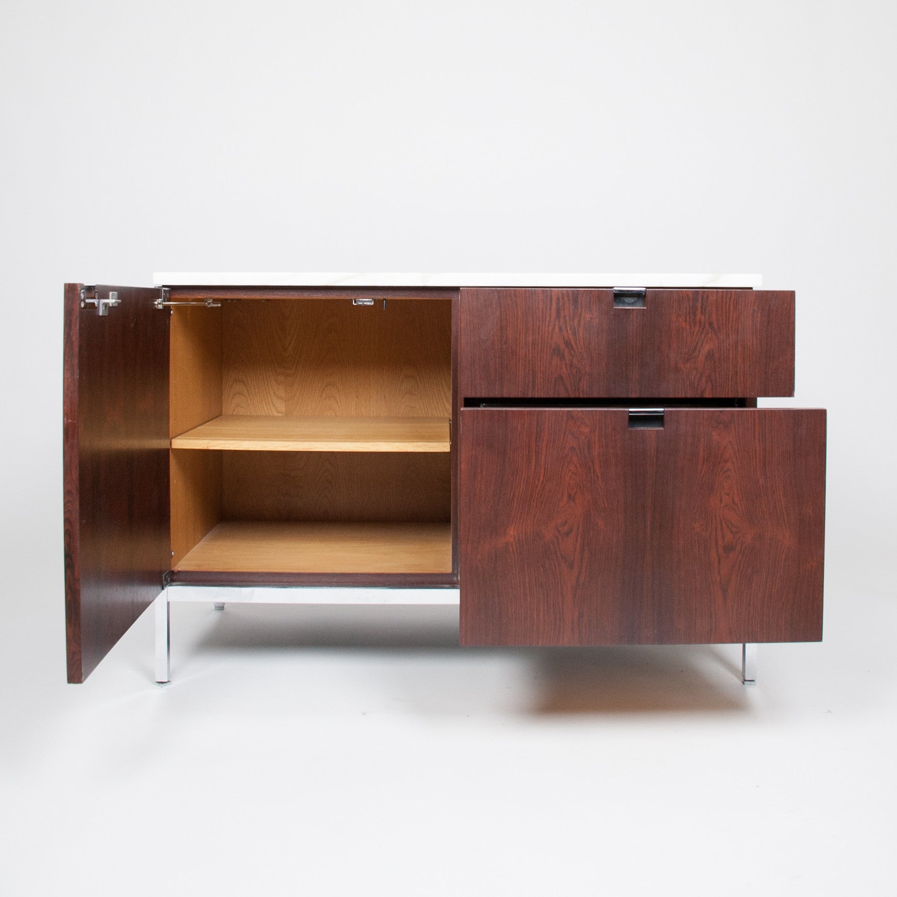 SOLD Florence Knoll Vintage Rosewood and Marble Credenza Cabinet Sideboard