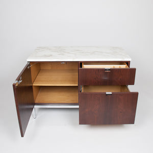 SOLD Florence Knoll Vintage Rosewood and Marble Credenza Cabinet Sideboard