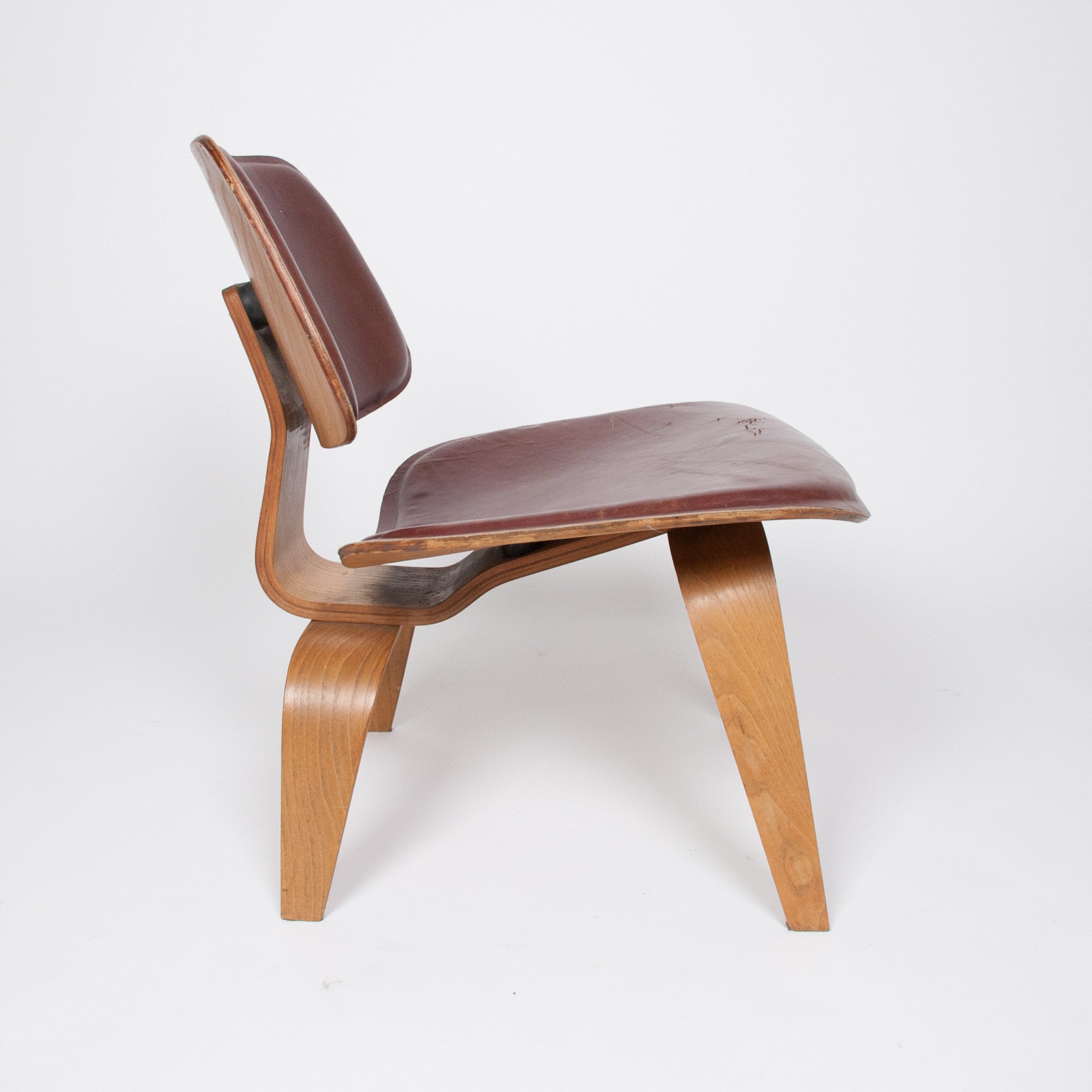 SOLD Eames Evans Herman Miller 1947 LCW Plywood Lounge Chair Leather! 5-2-5