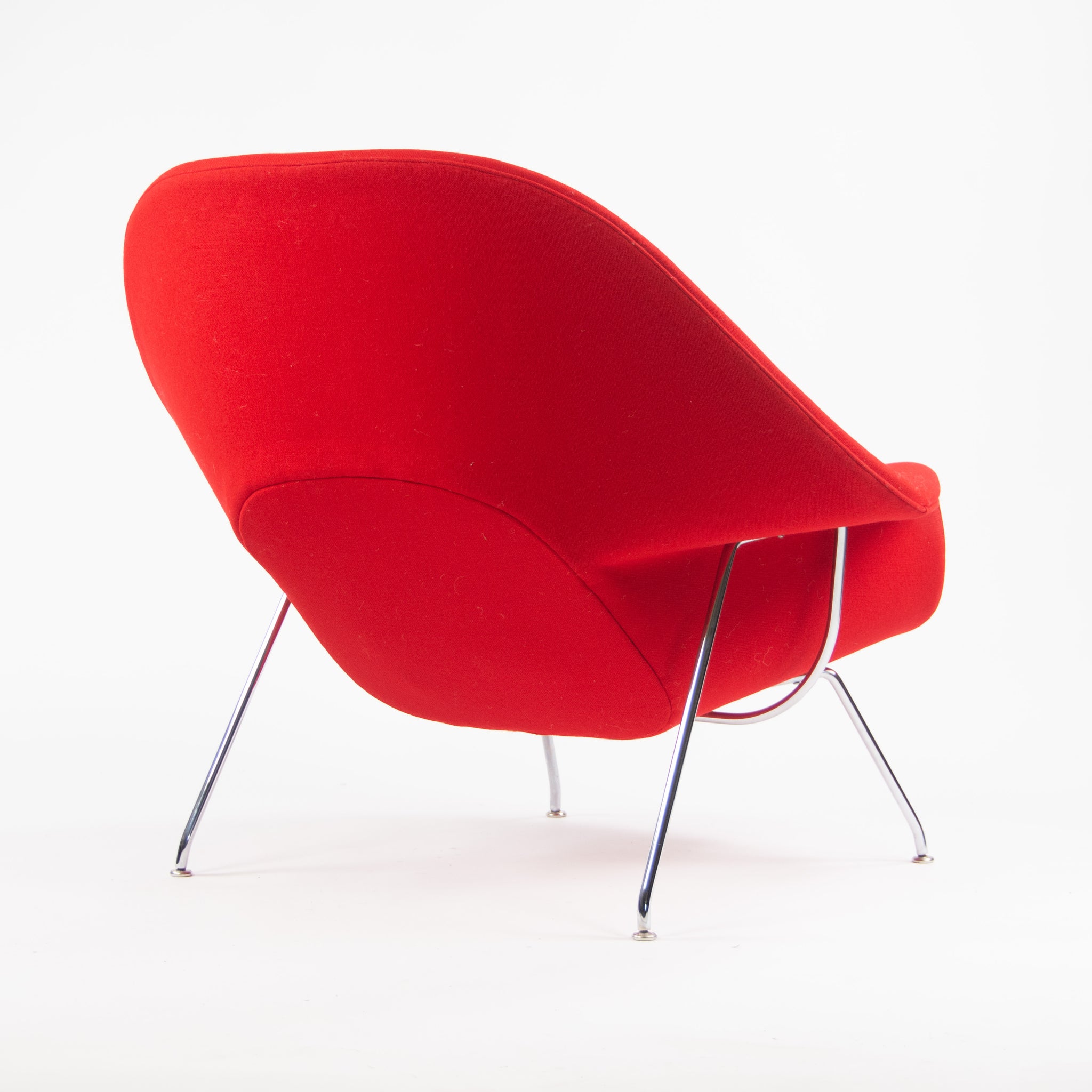 SOLD 2000's Eero Saarinen Womb Chair and Ottoman Knoll Studio Full-Size Red Hopsack