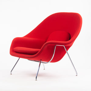 SOLD 2000's Eero Saarinen Womb Chair and Ottoman Knoll Studio Full-Size Red Hopsack