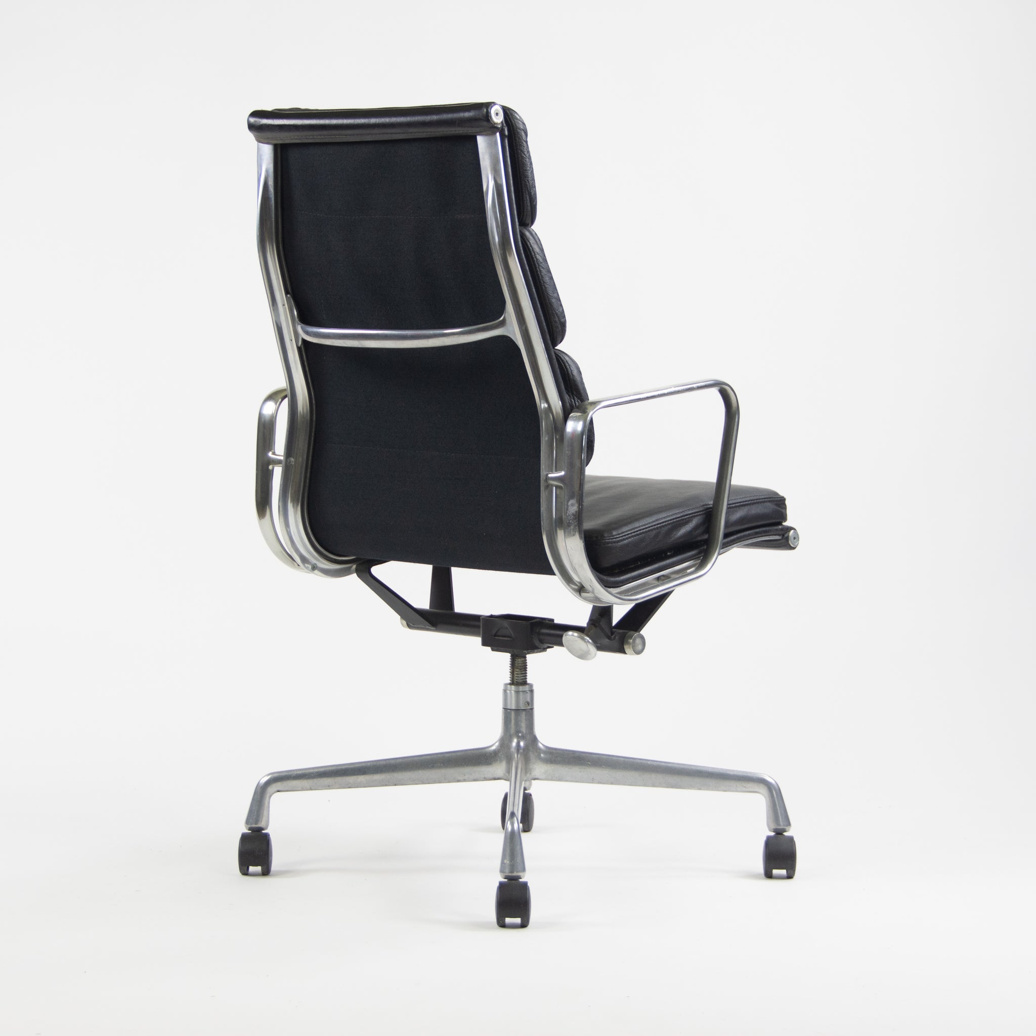 SOLD 1970's Herman Miller Eames Vintage Black High Back Soft Pad Aluminum Group Chair