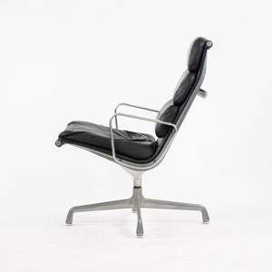 SOLD Eames Herman Miller 1970's Soft Pad Aluminum Group Lounge Chair Black Leather