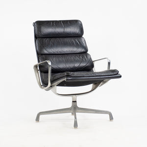 SOLD Eames Herman Miller 1970's Soft Pad Aluminum Group Lounge Chair Black Leather