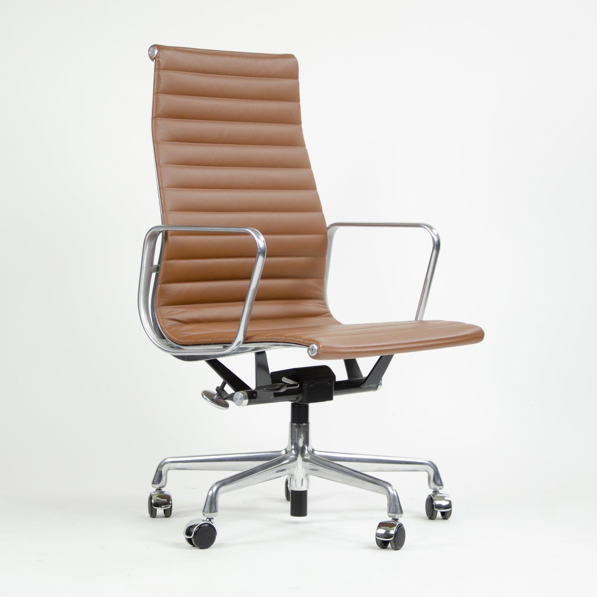 SOLD Herman Miller Eames 2015 Leather High Executive Aluminum Group Desk Chair Brown