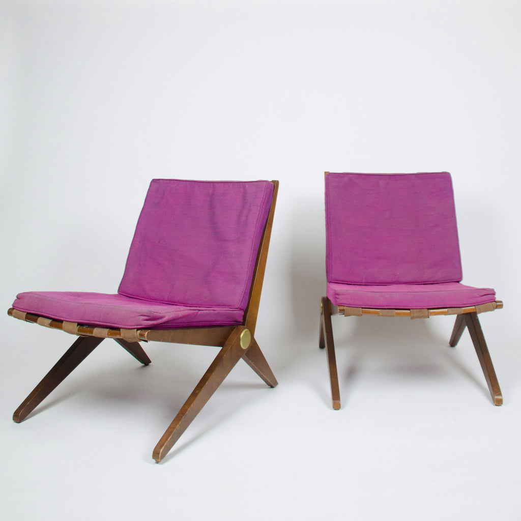 SOLD All Original Vintage Knoll Pierre Jeanneret No. 92 Scissor Lounge Chairs