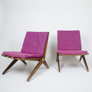 SOLD All Original Vintage Knoll Pierre Jeanneret No. 92 Scissor Lounge Chairs