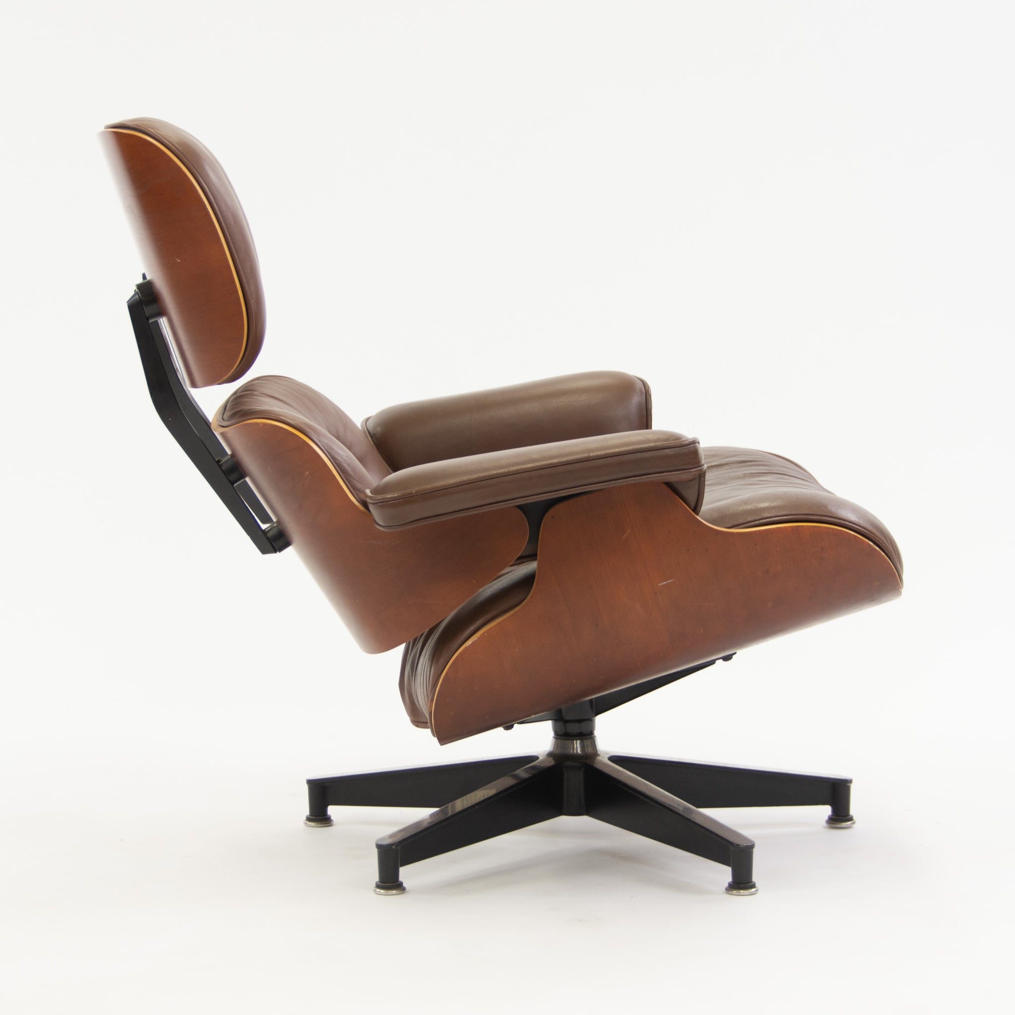 SOLD 1990's Herman Miller Eames Lounge Chair & Ottoman Cherry 670 671 Brown Leather