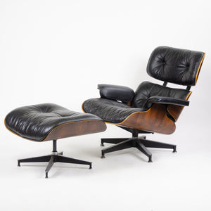 SOLD 1970's Herman Miller Eames Lounge Chair & Ottoman Rosewood 670 671 Black Leather