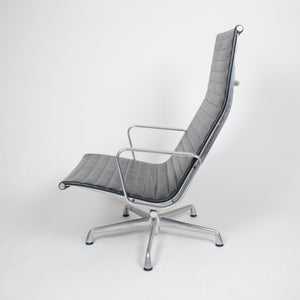 SOLD Eames Herman Miller High Back Aluminum Lounge Chair with Ottoman Black Leather