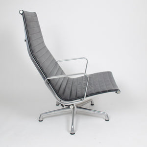 SOLD Eames Herman Miller High Back Aluminum Lounge Chair with Ottoman Black Leather