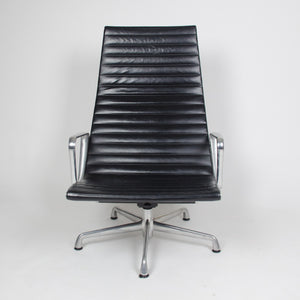 SOLD Eames Herman Miller High Back Aluminum Group Lounge Chair Black Leather