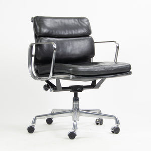 SOLD Herman Miller Eames Soft Pad Low Aluminum Group Chair Black Leather 2000's 8x Available