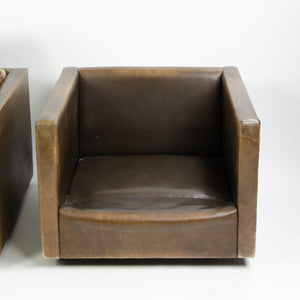 SOLD 1978 Knoll Charles Pfister Brown Leather Armchairs