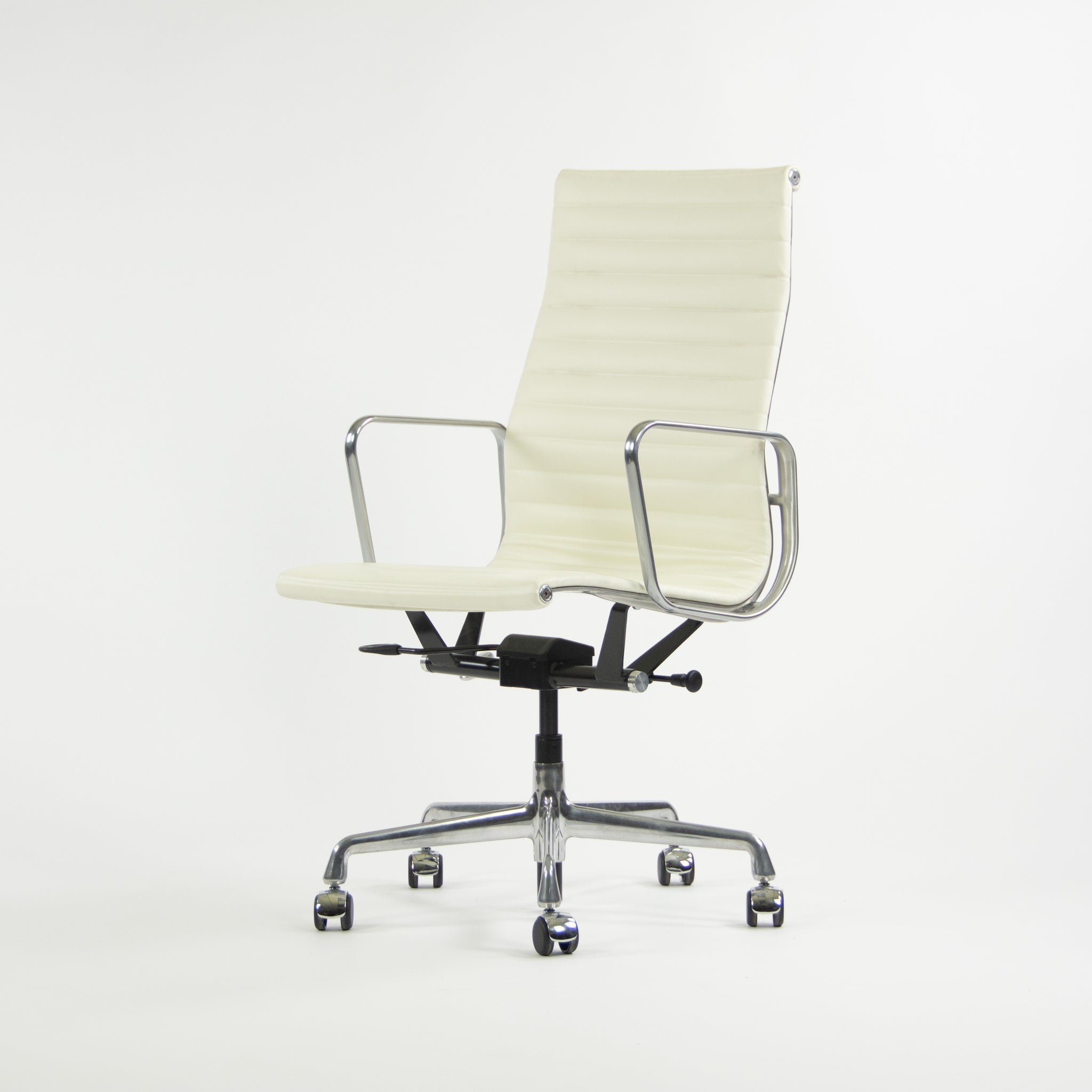 SOLD Herman Miller Eames 2010's Leather High Executive Aluminum Group Desk Chair White