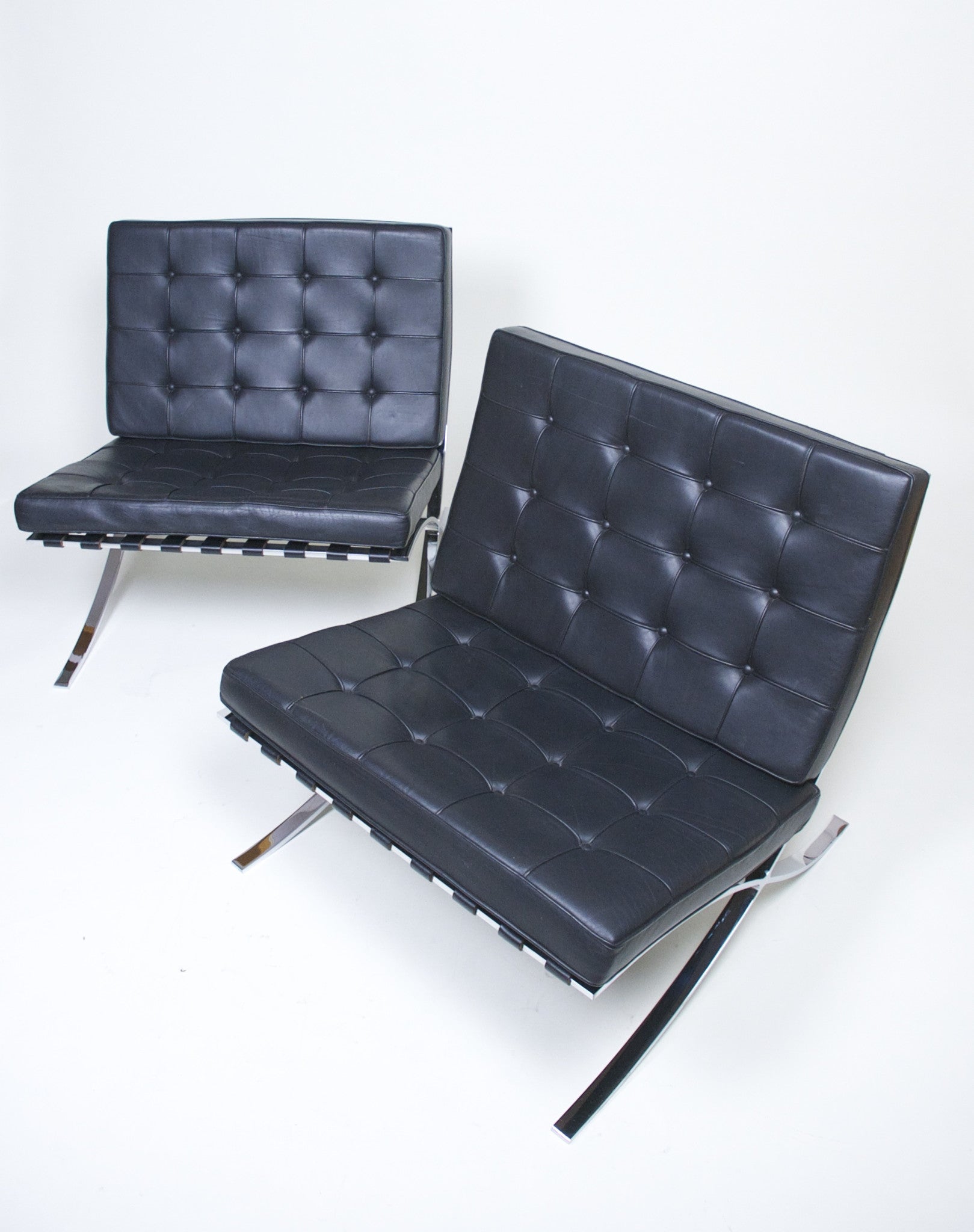 SOLD Knoll Barcelona Chair Mies Van Der Rohe Black Leather #2