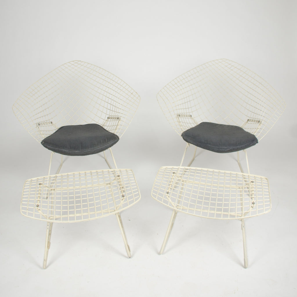 SOLD Harry Bertoia Diamond Lounge Chair for Knoll International + Ottoman 2x