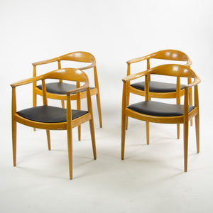 SOLD 4x Hans Wegner Round The Chair Johannes Hansen Denmark For Knoll Oak Armchairs