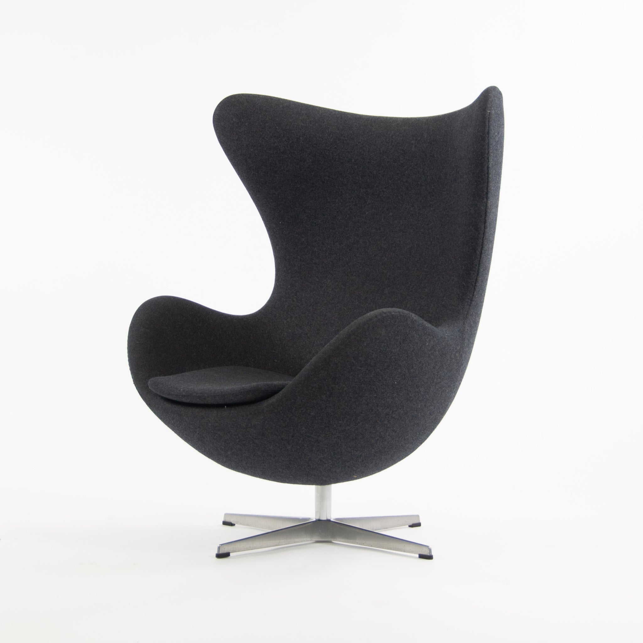 SOLD Egg Chair by Arne Jacobsen for Fritz Hansen Original Fabric Denmark Gray, 2013, 2 Available