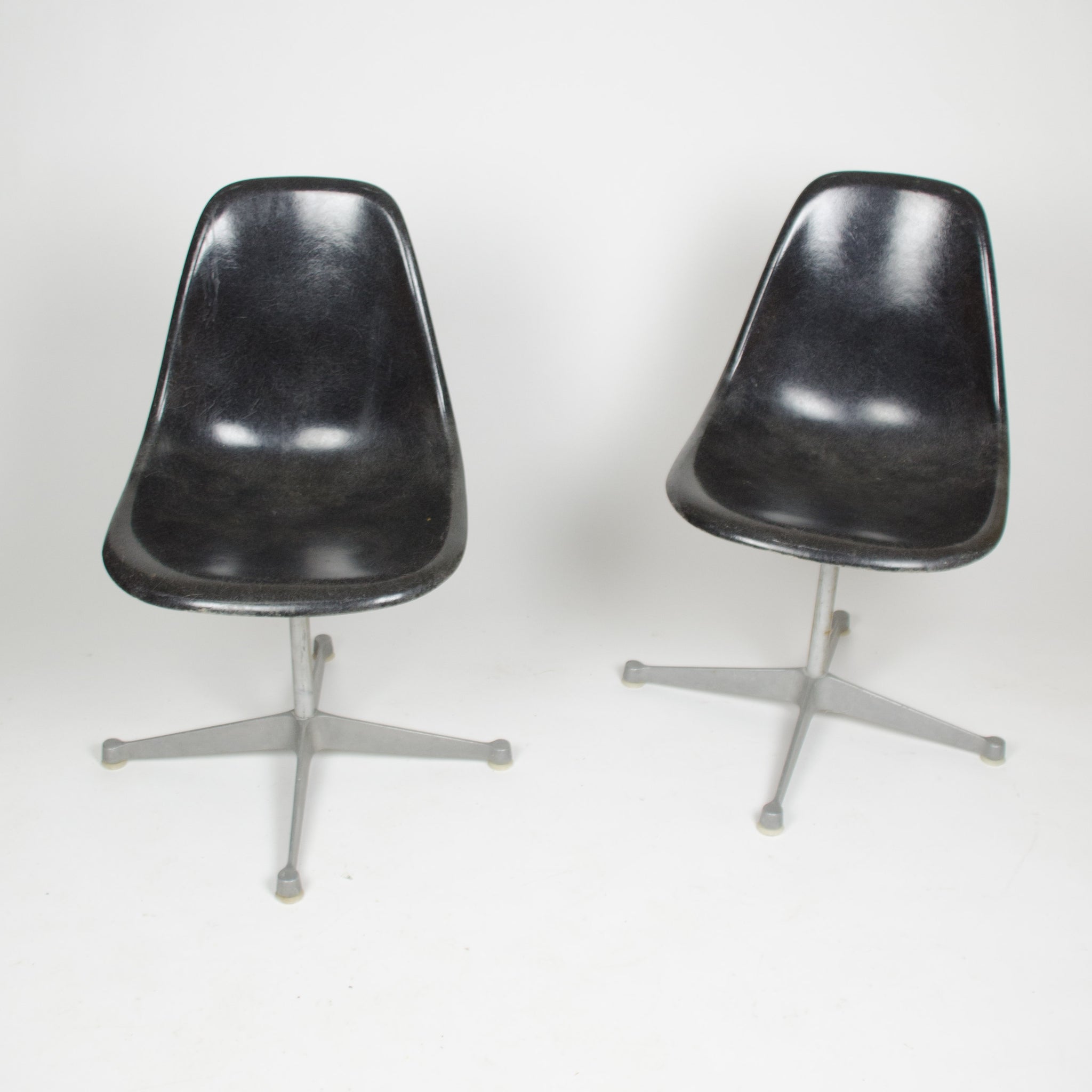 SOLD Eames Herman Black Fiberglass Side Shell Chairs (Sold Separately)