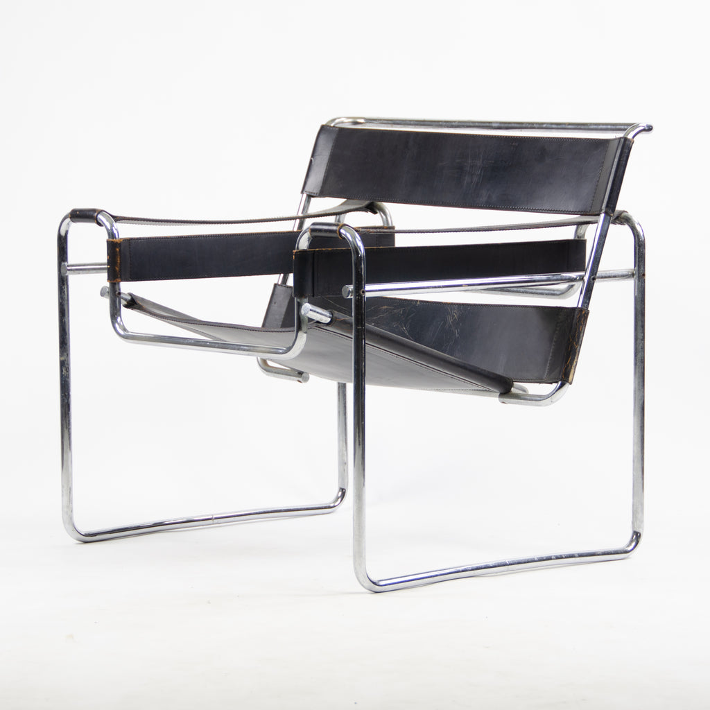 SOLD Early Gavina Knoll Stendig Marcel Breuer Wassily Chair B3 Black Leather