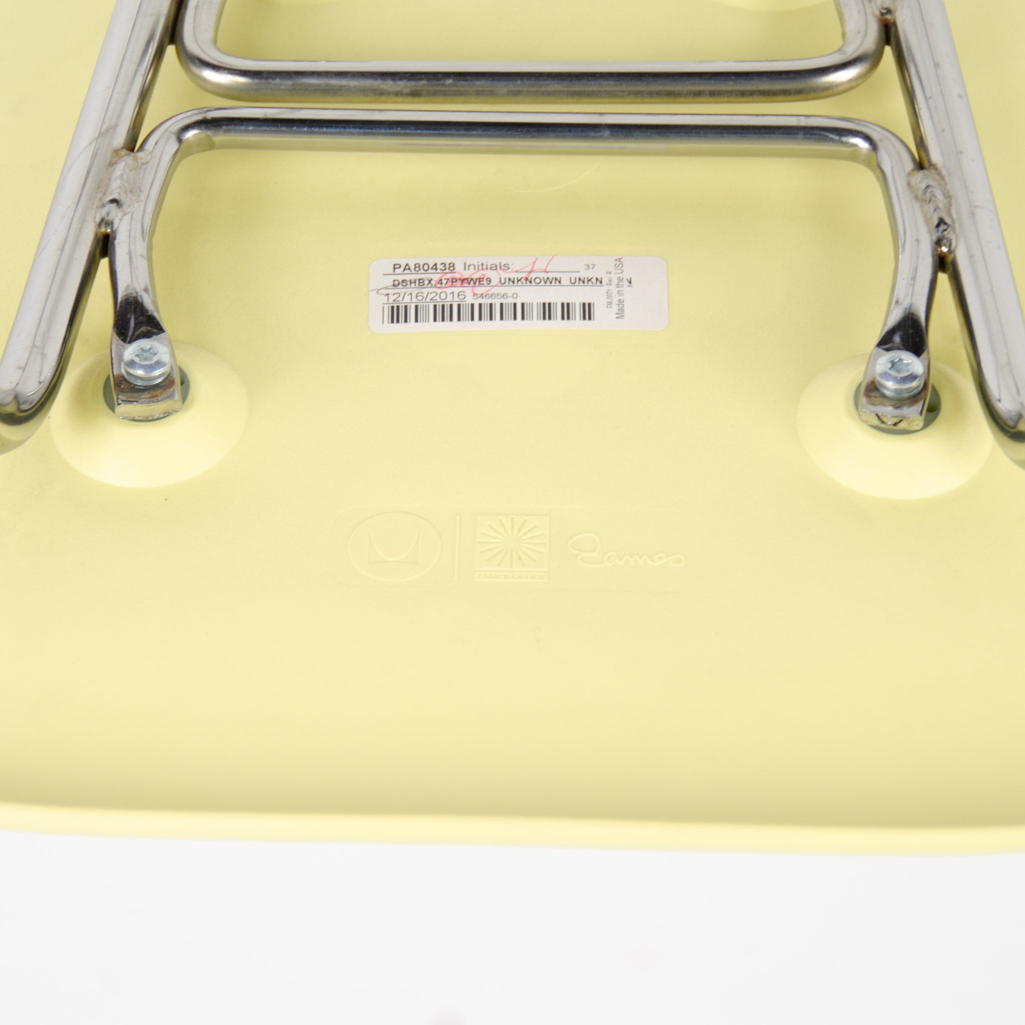 SOLD New 2016 Herman Miller Eames Plastic Side Shell Chair Barstool Pale Yellow 1x Available