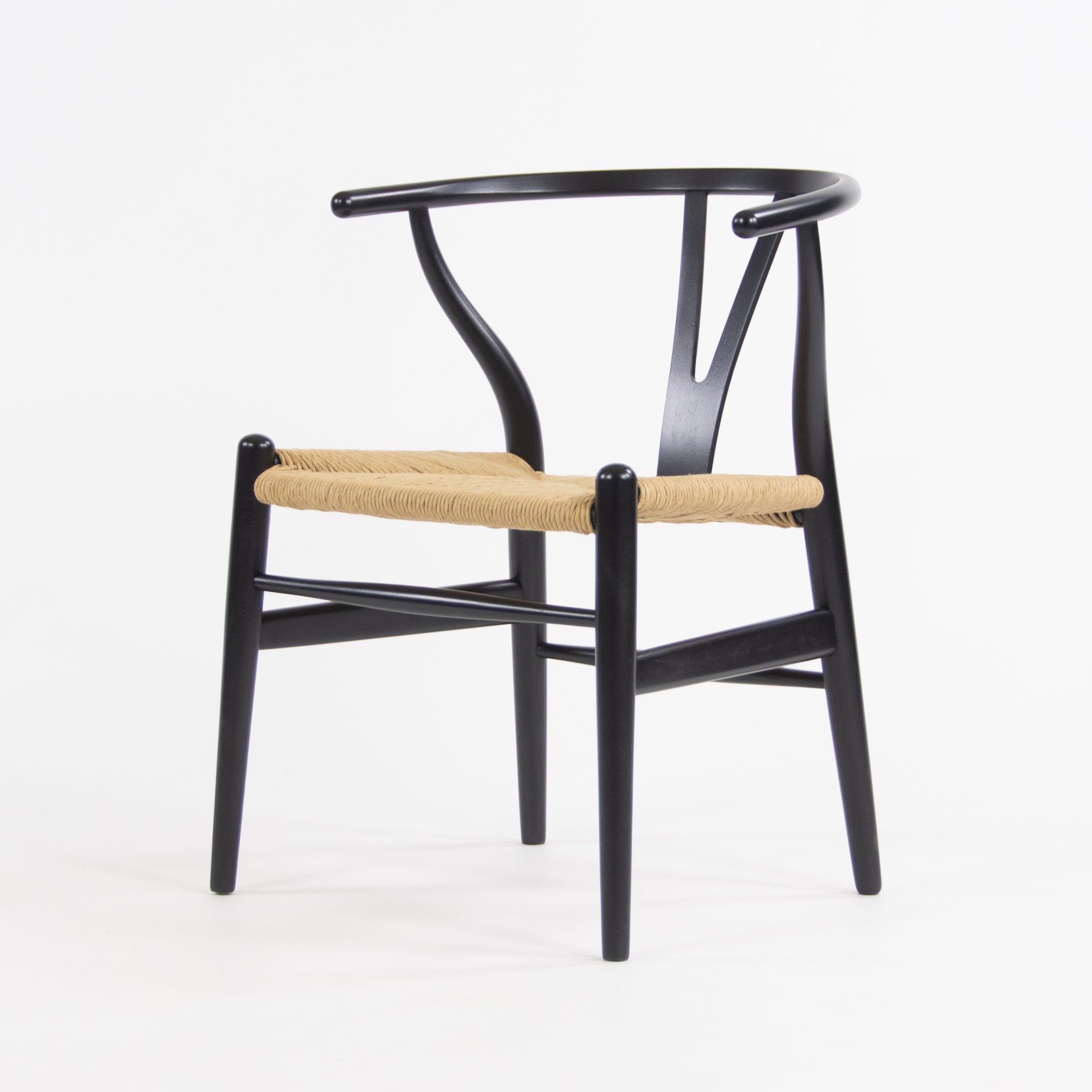 Hans Wegner Carl Hansen Denmark Wishbone Dining Chairs Black Set of Eight Vintage Examples