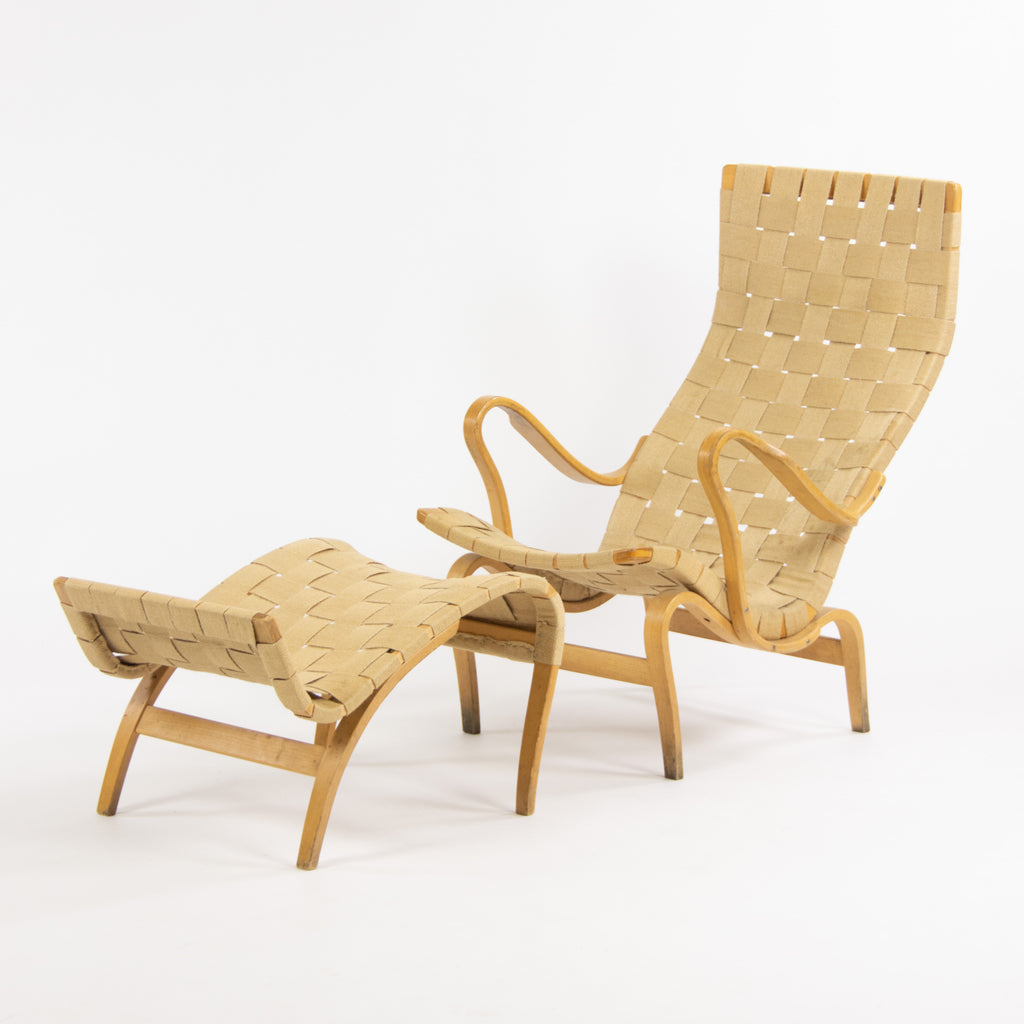 SOLD Bruno Mathsson Pernilla Lounge Chair and Ottoman by Dux Sweden Vintage Original