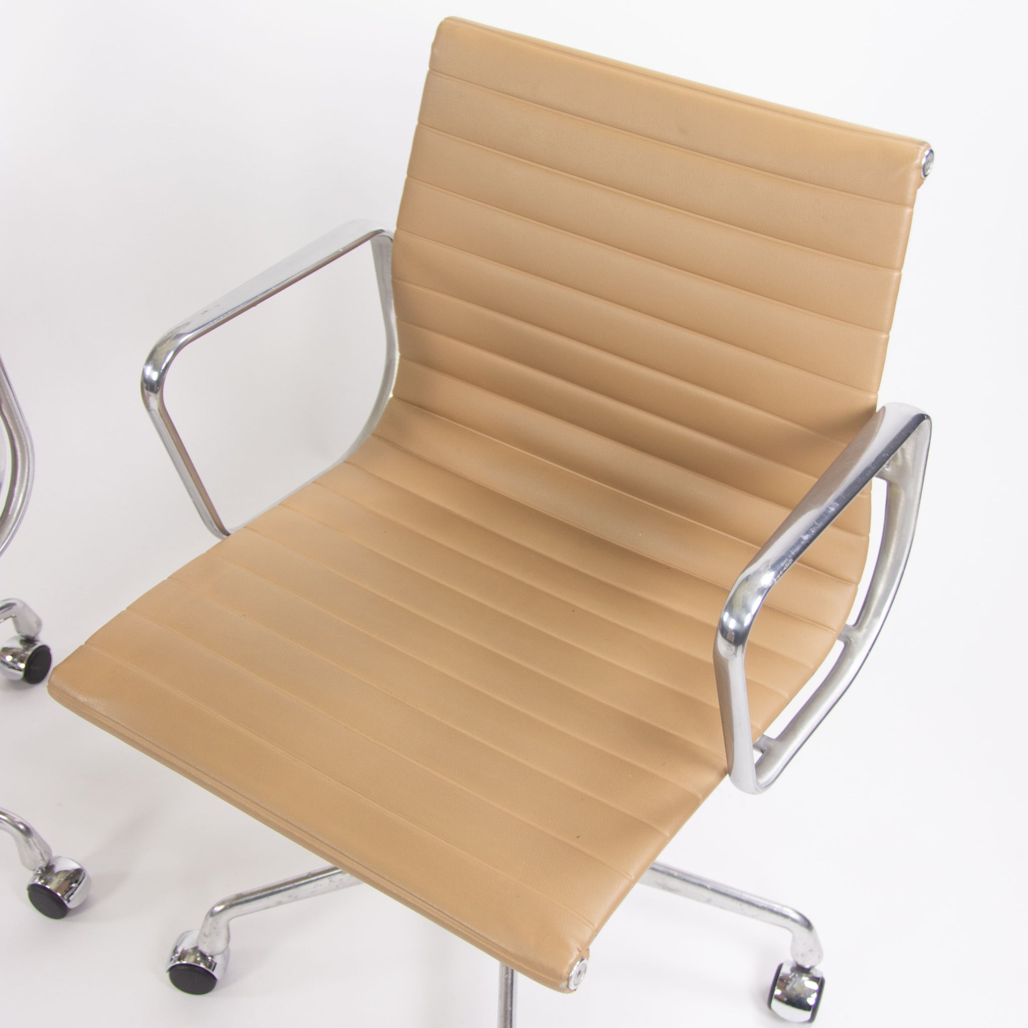 SOLD 2008 Herman Miller Eames Aluminum Group Management Desk Chair in Tan Naugahyde Multiples Available