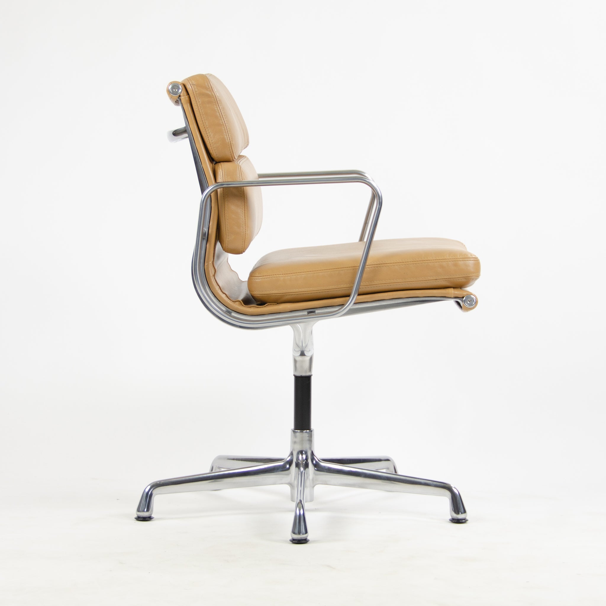 SOLD Eames Herman Miller Low Soft Pad Aluminum Desk Side Chair Tan Leather NEW