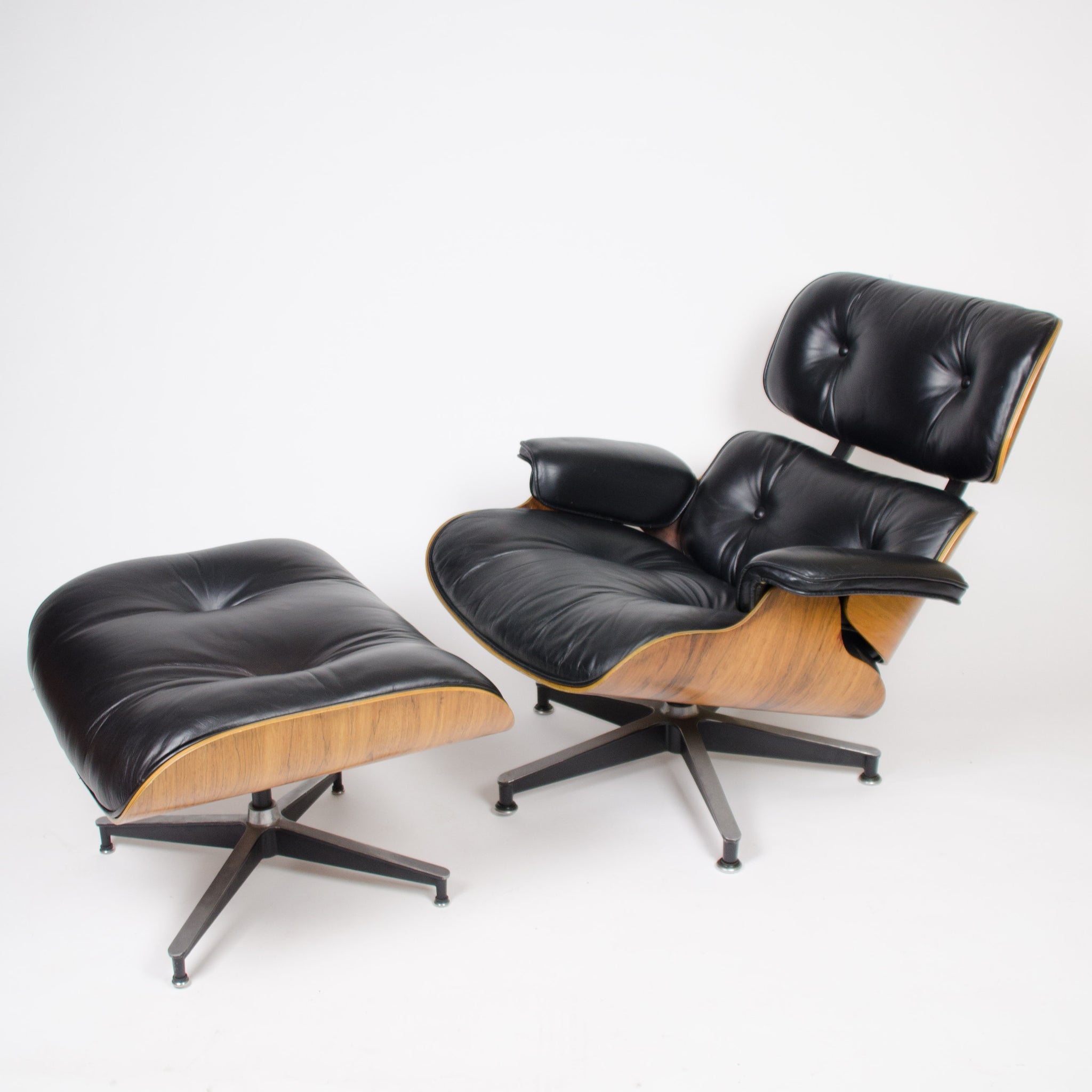 SOLD 1970's Herman Miller Eames Lounge Chair & Ottoman Rosewood 670 671 Black Leather