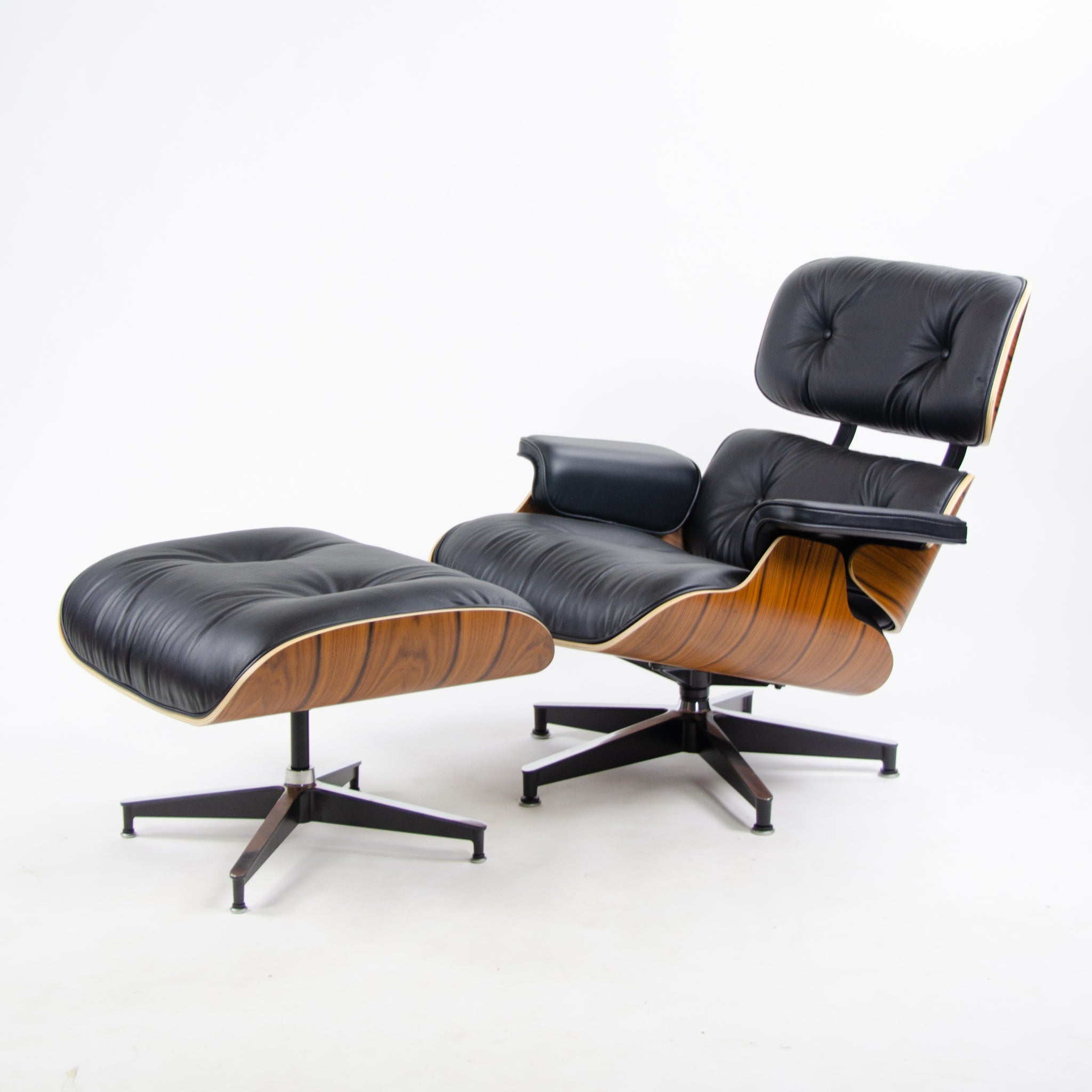 SOLD Eames Herman Miller Lounge Chair & Ottoman Palisander 670 671 Black Leather NEW