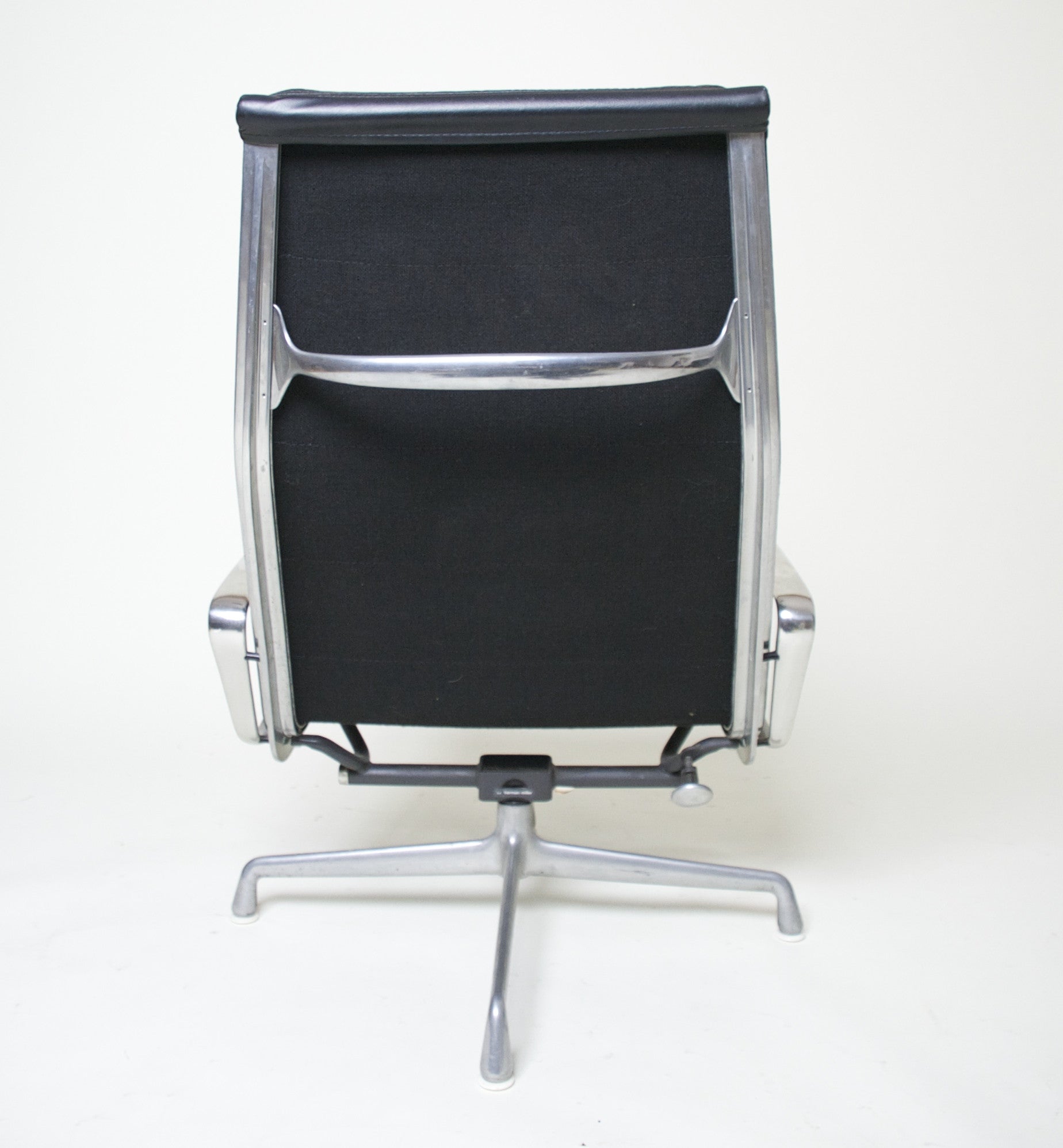 SOLD Eames Herman Miller Soft Pad Aluminum Lounge Chair with Ottoman Black Leather