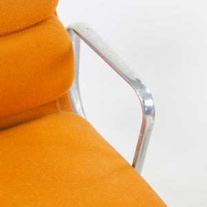 SOLD 1980 Eames Herman Miller Soft Pad Aluminum Group Desk Chair Orange Hopsack 4x