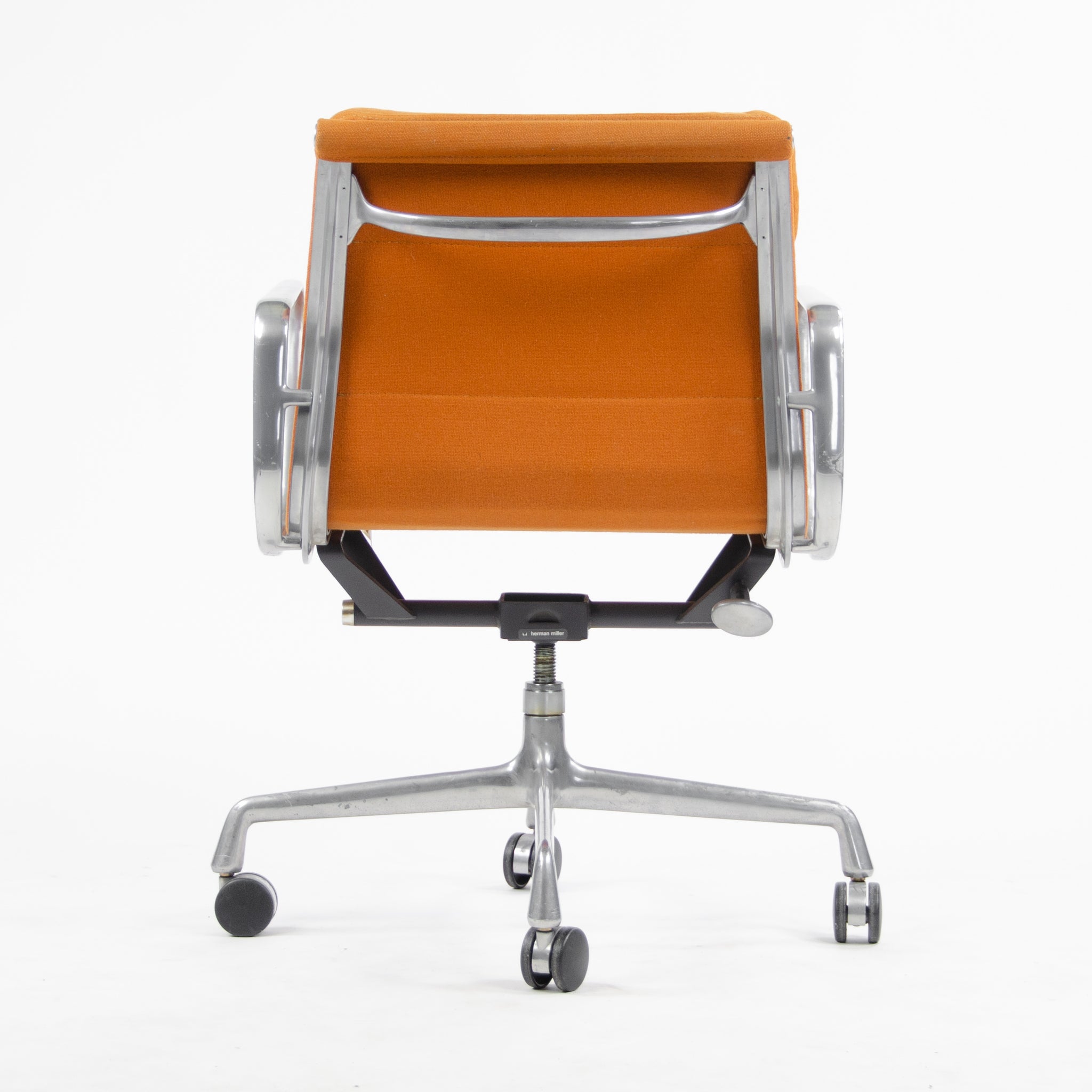 SOLD 1980 Eames Herman Miller Soft Pad Aluminum Group Desk Chair Orange Hopsack 4x