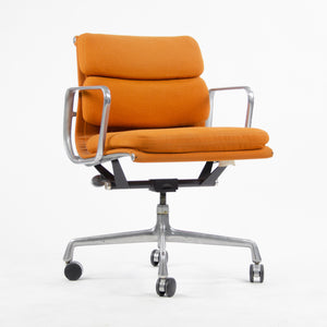 SOLD 1980 Eames Herman Miller Soft Pad Aluminum Group Desk Chair Orange Hopsack 4x