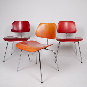 Eames Evans Herman Miller 1940's DCM Dining Chairs Red Aniline Dye 1x Available