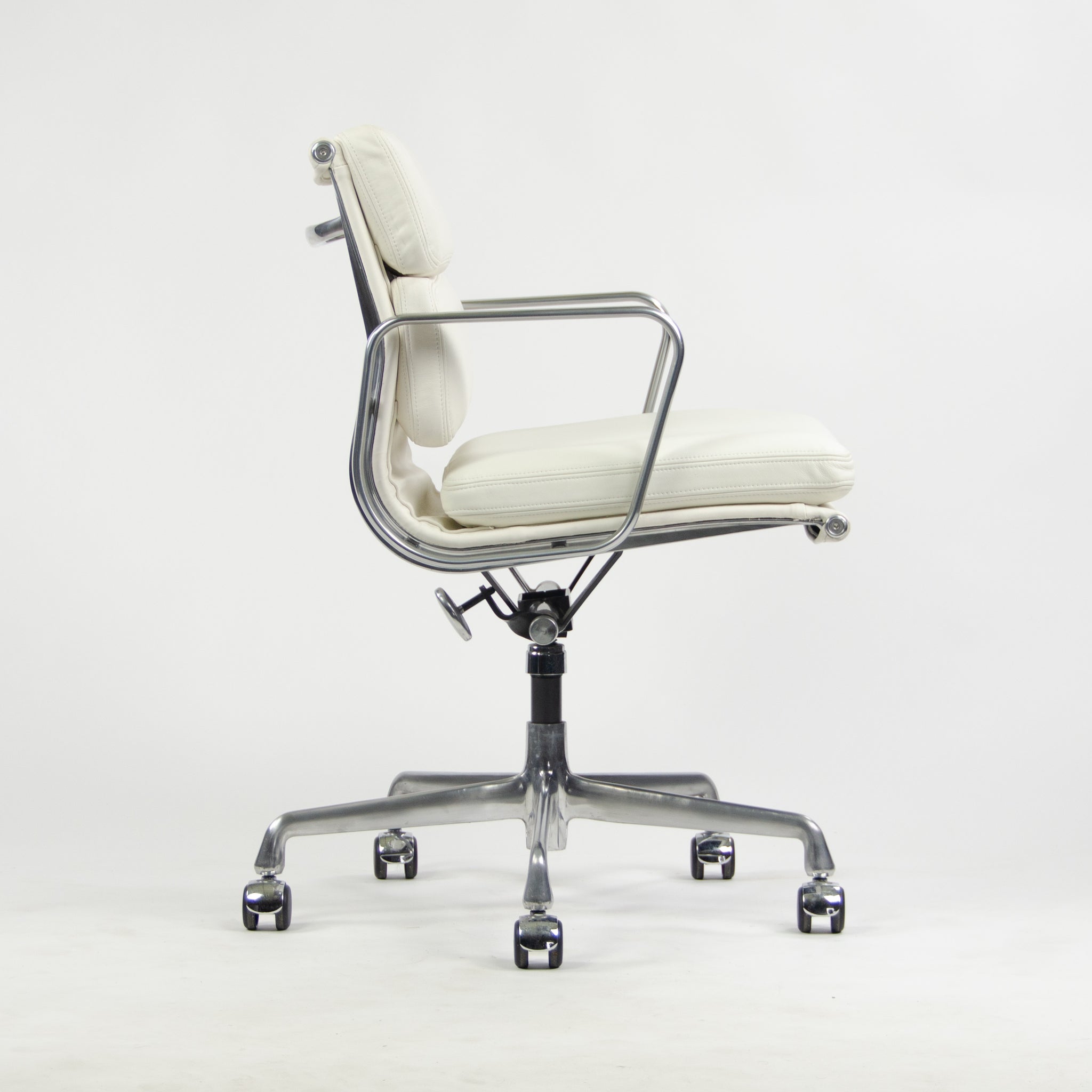 SOLD Eames Herman Miller Low Soft Pad Aluminum Desk Chair White Leather