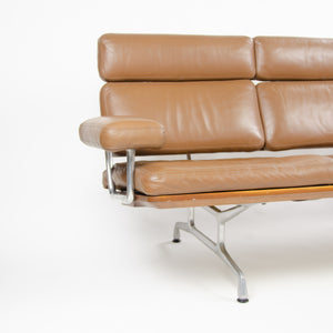 SOLD Brown Leather Eames Herman Miller Three Seater Sofa in Walnut