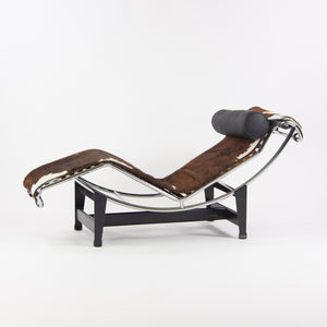 SOLD Cassina Le Corbusier LC4 Chaise Lounge Chair Black Leather Pony Hide New Open Box