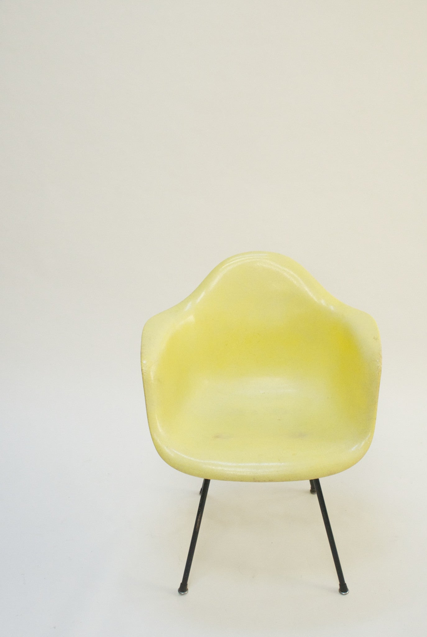 SOLD Yellow Eames Herman Miller Fiberglass Arm Shell Chair Early 1954