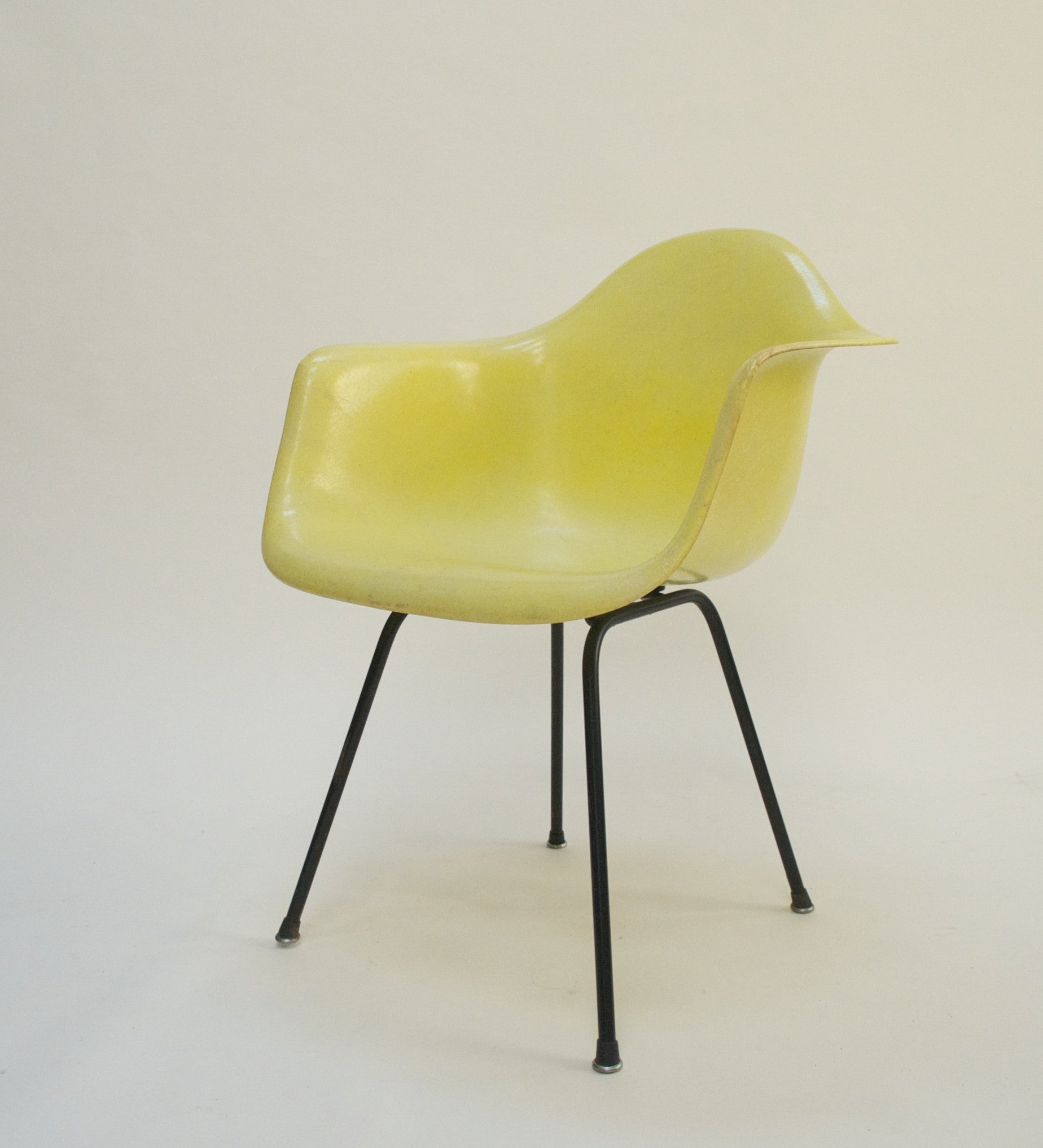 SOLD Yellow Eames Herman Miller Fiberglass Arm Shell Chair Early 1954