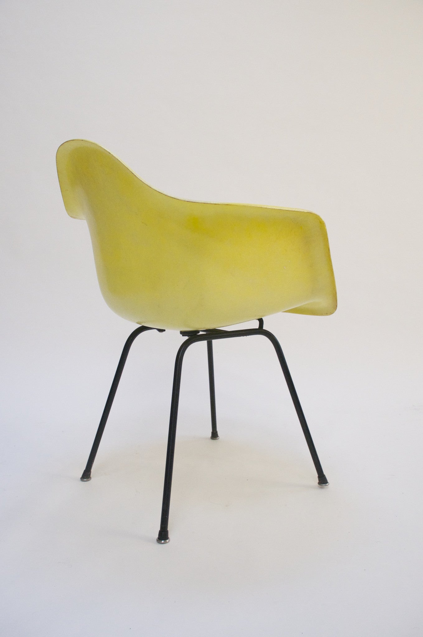 SOLD Yellow Eames Herman Miller Fiberglass Arm Shell Chair Early 1954