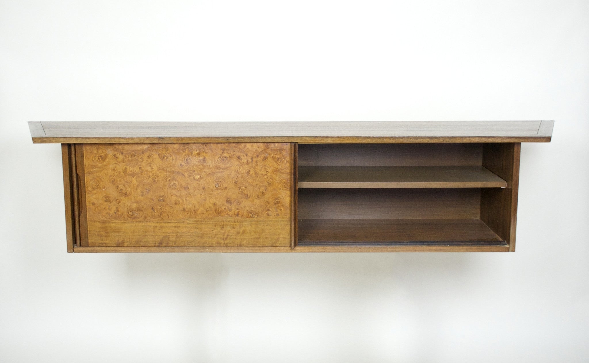 SOLD George Nakashima for Widdicomb Sundra Hanging Burl Wall Cabinet