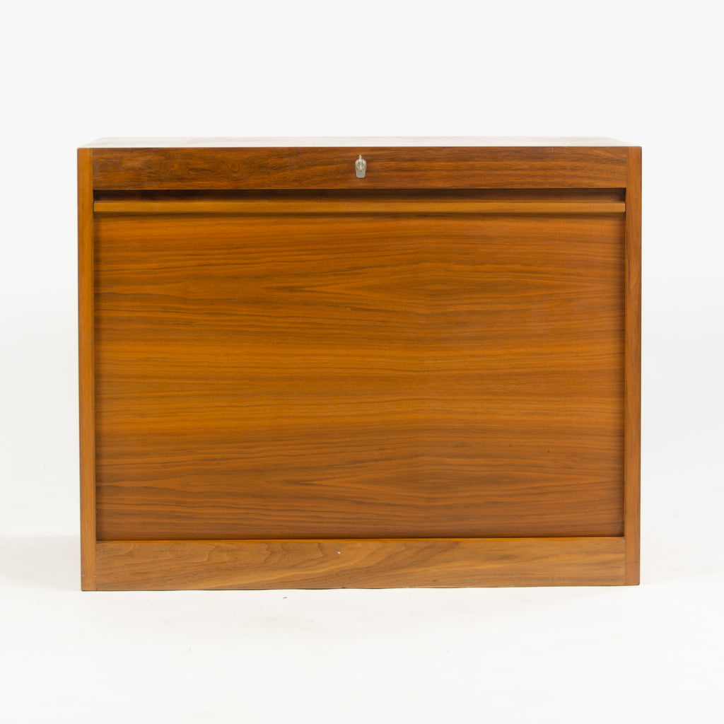 1970s Hans Wegner Johannes Hansen Denmark Tambour Walnut Cabinet Storage System