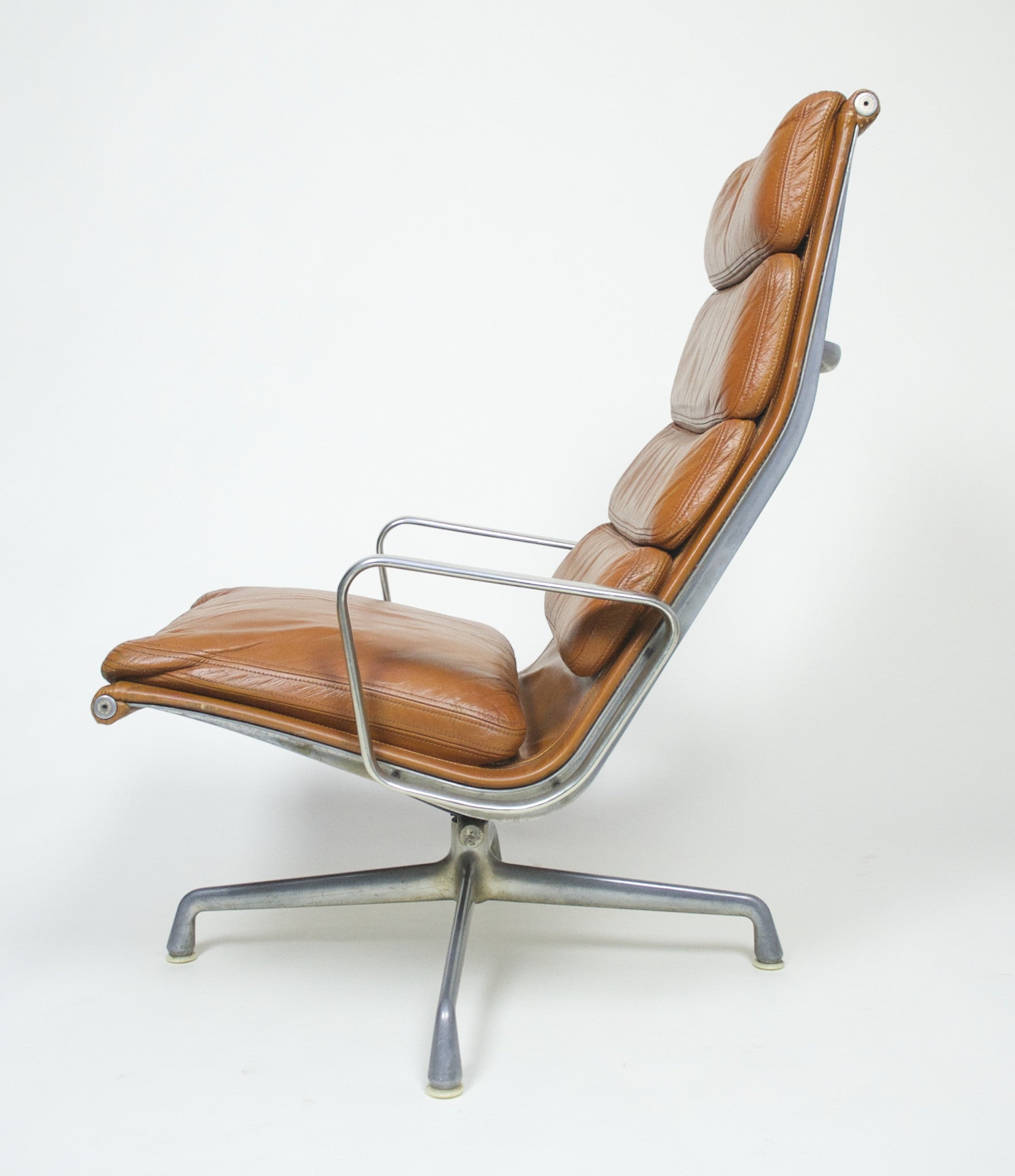 SOLD Eames 1970's Herman Miller Soft Pad Lounge Chair with Ottoman Cognac