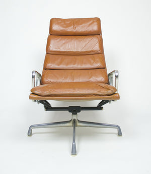 SOLD Eames 1970's Herman Miller Soft Pad Lounge Chair with Ottoman Cognac