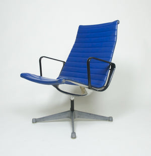 SOLD Eames Herman Miller Aluminum Group Lounge Chair, Near Mint and Blue