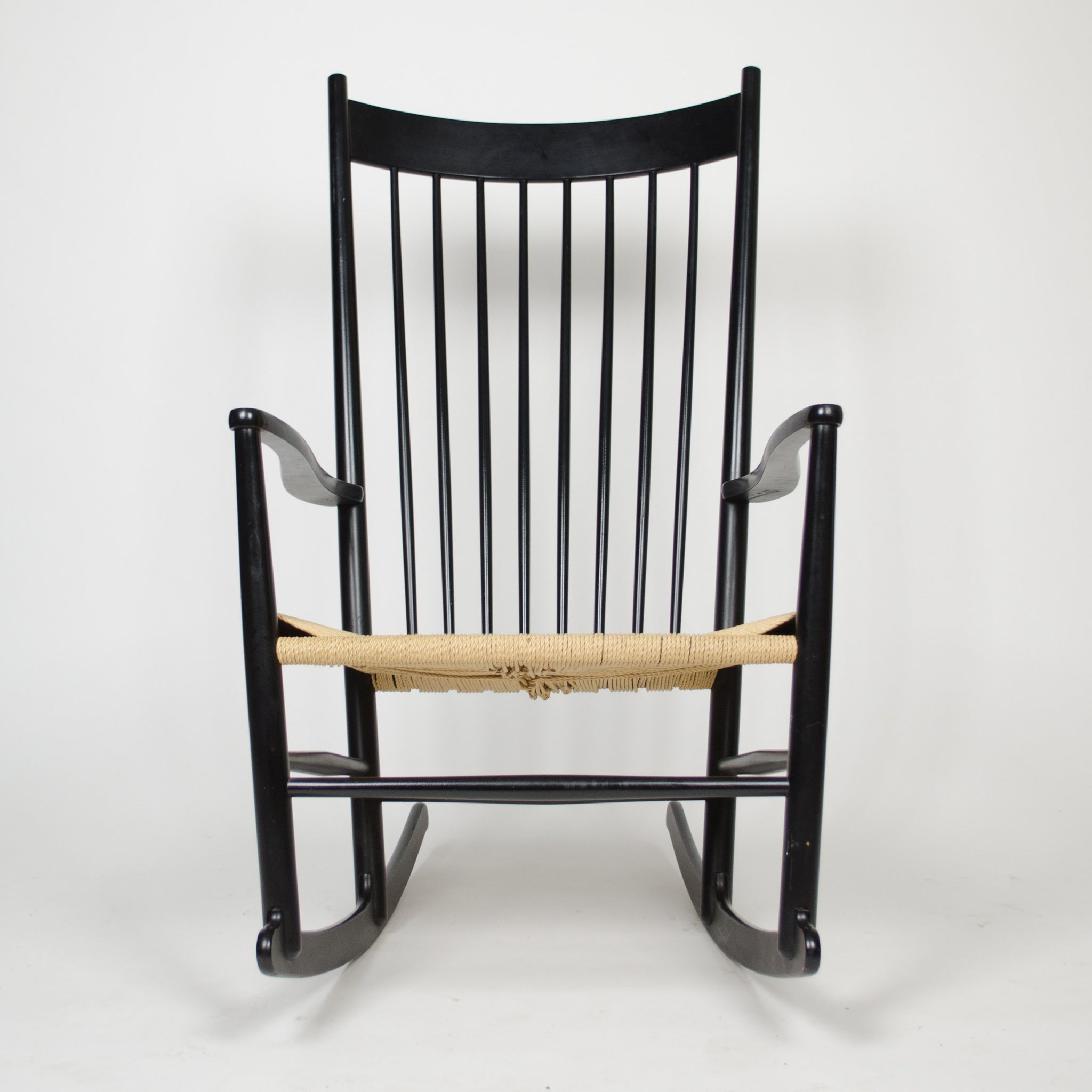 SOLD 1976 Hans Wegner J16 Black Rocking Chair Mobler FDB Denmark